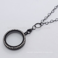 3.6mm 18" +2" cheap black stainless steel floating charms locket jewelry link chain necklace wholesale